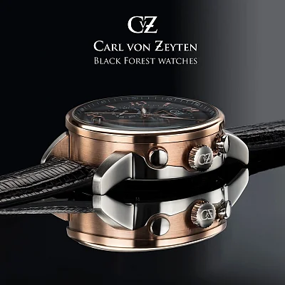 Carl von Zeyten Buhl Automatic Open-Heart Big Date Calendar Rose Gold PVD CVZ0029RBK