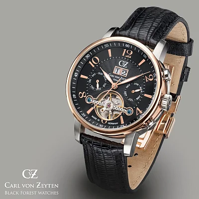 Carl von Zeyten Buhl Automatic Open-Heart Big Date Calendar Rose Gold PVD CVZ0029RBK