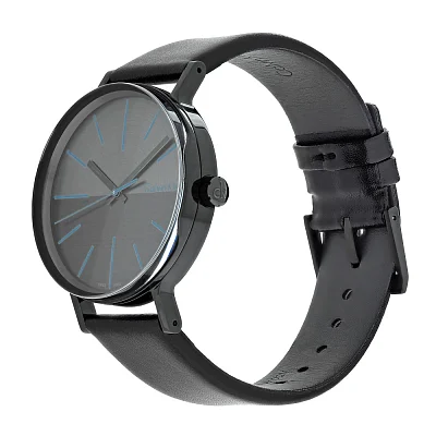 CALVIN KLEIN Gent Boost Dark Grey Dial Blue Index Black Leather K7Y214CZ