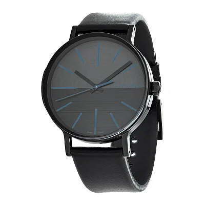 CALVIN KLEIN Gent Boost Dark Grey Dial Blue Index Black Leather K7Y214CZ