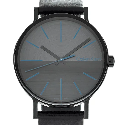 CALVIN KLEIN Gent Boost Dark Grey Dial Blue Index Black Leather K7Y214CZ