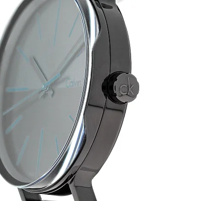CALVIN KLEIN Gent Boost Dark Grey Dial Blue Index Black Leather K7Y214CZ