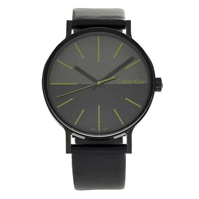 CALVIN KLEIN Gent Boost Dark Grey Dial Green Index Black Leather K7Y214CL