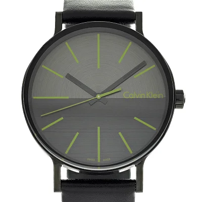 CALVIN KLEIN Gent Boost Dark Grey Dial Green Index Black Leather K7Y214CL