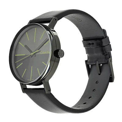 CALVIN KLEIN Gent Boost Dark Grey Dial Green Index Black Leather K7Y214CL