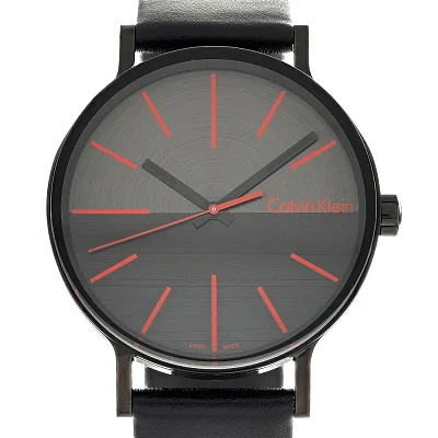 CALVIN KLEIN Gent Boost Dark Grey Dial Red Index Black Leather K7Y214CY