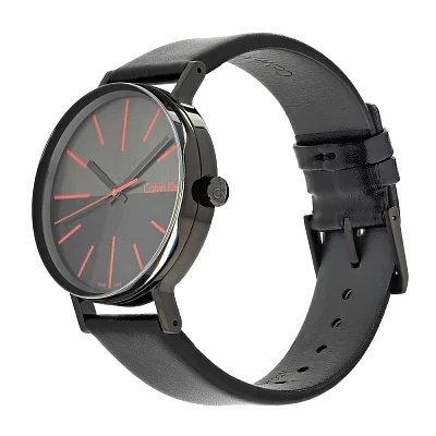 CALVIN KLEIN Gent Boost Dark Grey Dial Red Index Black Leather K7Y214CY