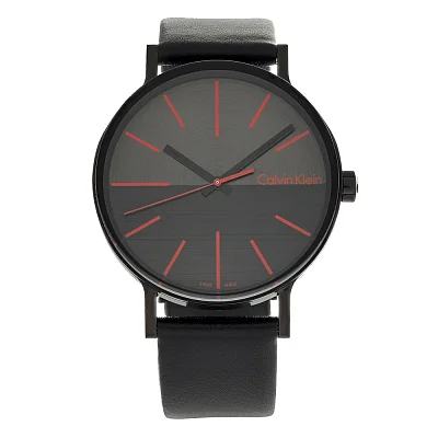 CALVIN KLEIN Gent Boost Dark Grey Dial Red Index Black Leather K7Y214CY
