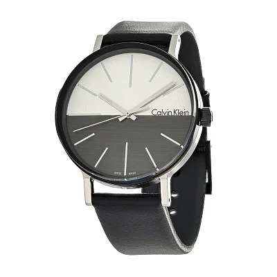CALVIN KLEIN Gent Boost Silver Dial Black Leather K7Y21CCX