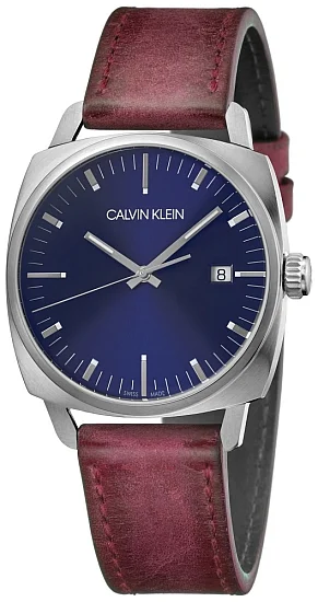 CALVIN KLEIN Gent Swing Blue Dial Burgundy Leather K9N111ZN