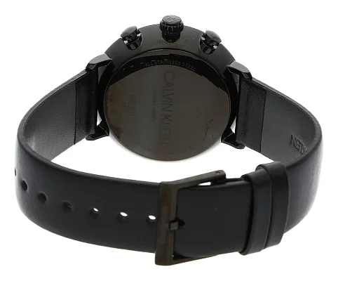 CALVIN KLEIN High Noon Chronograph Black Leather Black PVD K8M274CB