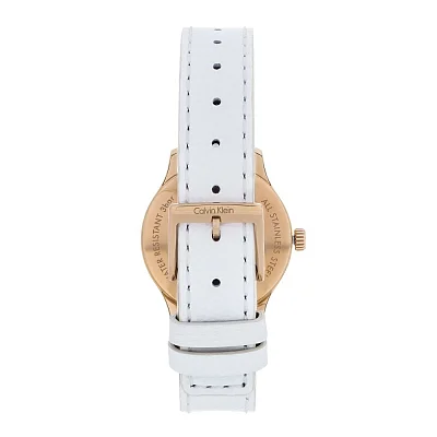 CALVIN KLEIN Lady Endless Silver Dial White Leather Rose Gold PVD K7V236L6