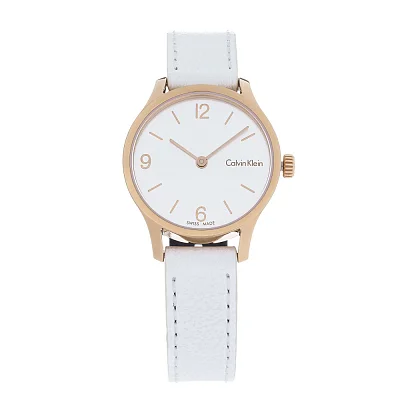 CALVIN KLEIN Lady Endless Silver Dial White Leather Rose Gold PVD K7V236L6