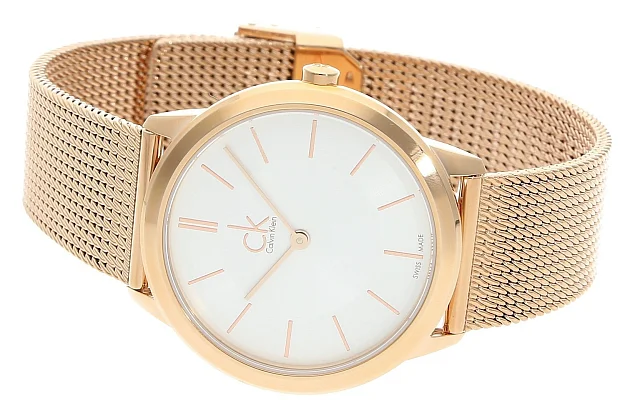 CALVIN KLEIN Minimal Medium Mesh Rose Gold PVD K3M22626