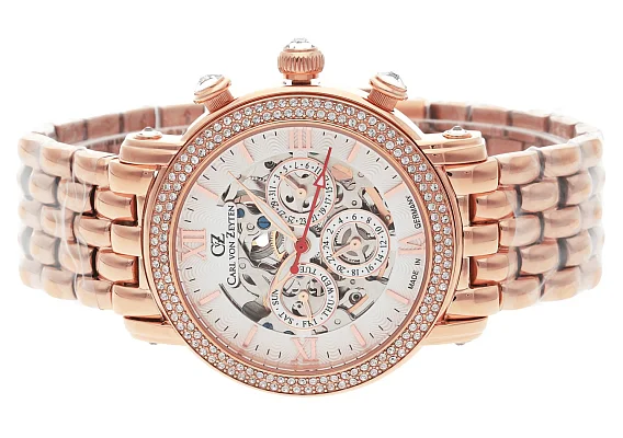 Carl von Zeyten Kniebis Lady Automatic Skeleton Rose Gold PVD Sapphire CVZ0062RWMS