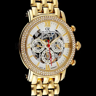 Carl von Zeyten Kniebis Lady Automatic Skeleton Yellow Gold PVD CVZ0062GWMS