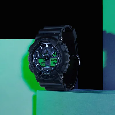 Casio G-Shock Analog-Digital Black and Electro Green Edition GA-100BEG-1AER