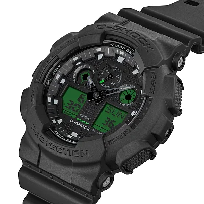 Casio G-Shock Analog-Digital Black and Electro Green Edition GA-100BEG-1AER