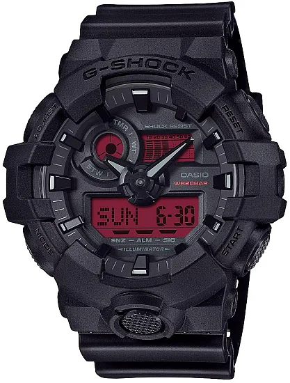 Casio G-Shock Analog-Digital Black and Bold Red GA-700BBR-1AER