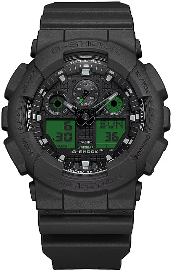 Casio G-Shock Analog-Digital Black and Electro Green Edition GA-100BEG-1AER
