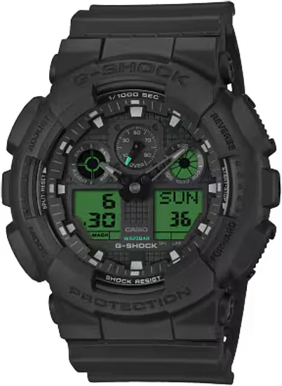 Casio G-Shock Analog-Digital Black and Electro Green Edition GA-100BEG-1AER