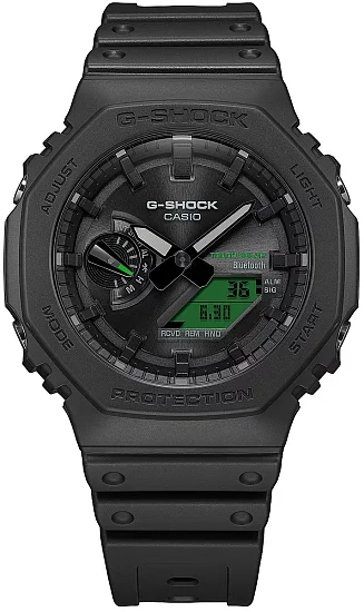 Casio G-Shock Analog-Digital Carbon Core Bluetooth Solar Black and Electro Green Edition GA-B2100BEG-1AER