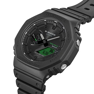 Casio G-Shock Analog-Digital Carbon Core Bluetooth Solar Black and Electro Green Edition GA-B2100BEG-1AER