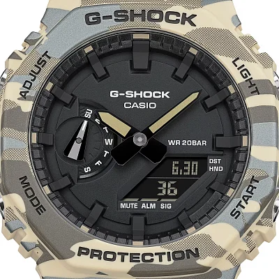 Casio G-Shock Analog-Digital Carbon Core Guard Desert Sand Camouflage GA-2100CM-5AER