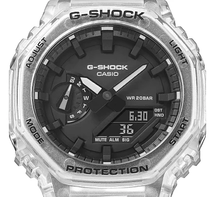 Casio G-Shock Analog-Digital Carbon Core Guard Semi-Transparent Skeleton GA-2100SKE-7AER