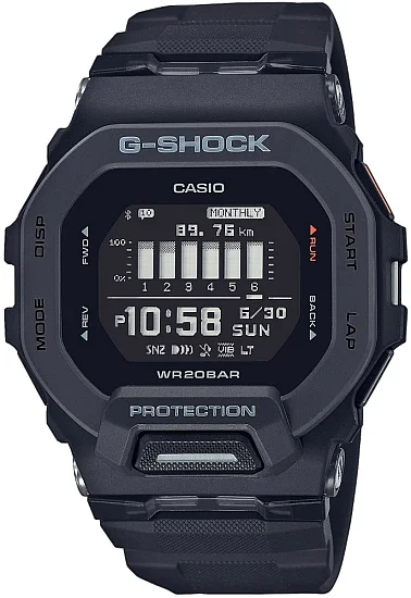 Casio G-Shock Digital Bluetooth Smartphone Link Steptracker Black GBD-200-1ER