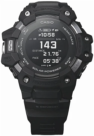 Casio G-Shock Fitness Watch Digital HR GPS Bluetooth Steptracker Black GBD-H1000-1ER
