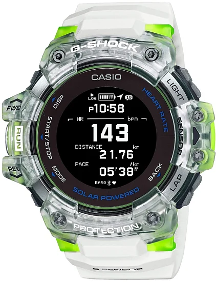 Casio G-Shock Fitness Watch Digital HR GPS Bluetooth Steptracker White-Lime GBD-H1000-7A9ER