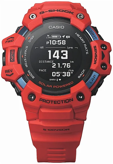 Casio G-Shock Fitness Watch Digital HR GPS Bluetooth Steptracker Red GBD-H1000-4ER