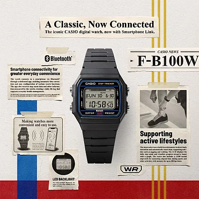 Casio F-100 Series Sport Steptracker Bluetooth Smartphone Link F-B100W-1AEF