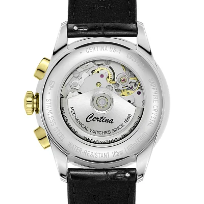 Certina DS-1 Automatic Chrono Black Dial Yellow Gold PVD C029.462.26.051.00
