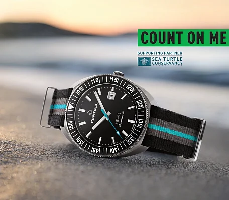 Certina DS-2 Turning Bezel Powermatic 80 Black Dial Titanium Sea Turtle Conservancy Special Edition C024.607.48.051.10