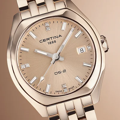 Certina DS-2 Lady Mini Quartz Diamonds Rose Gold PVD C049.210.33.026.00