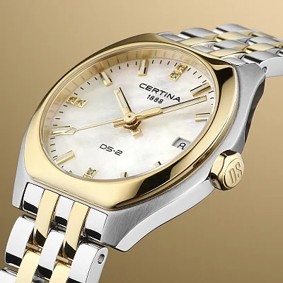 Certina DS-2 Lady Mini Quartz Diamonds Yellow Gold Bicolor PVD C049.210.22.116.00