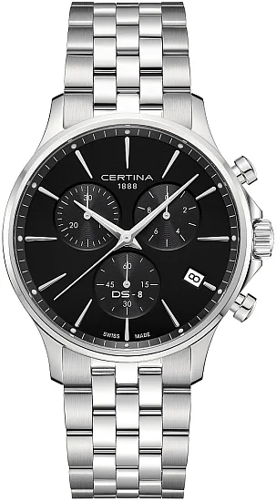 Certina DS-8 Chrono Black Dial Steel Bracelet C0454171105100