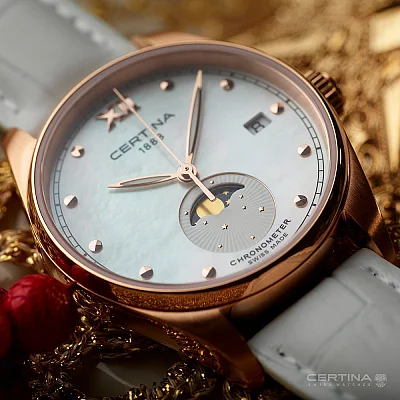 Certina DS-8 Lady Moonphase COSC Chronometer Rose Gold PVD C033.257.36.118.00