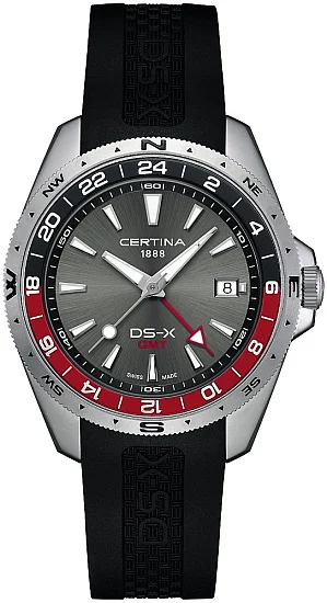 Certina DS-X GMT Anthracite Dial Black Strap C0474521708101