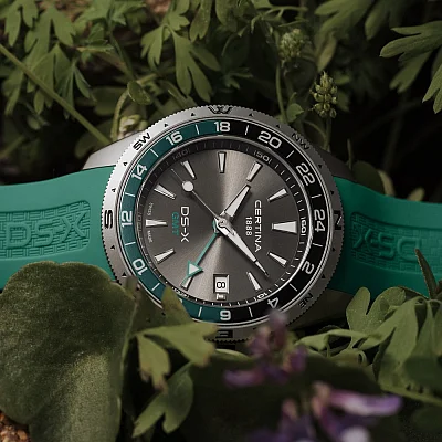 Certina DS-X GMT Anthracite Dial Green Strap C047.452.17.081.00