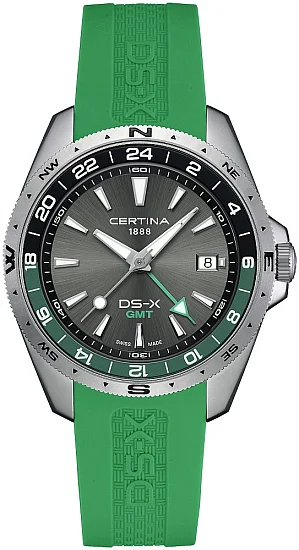 Certina DS-X GMT Anthracite Dial Green Strap C0474521708100