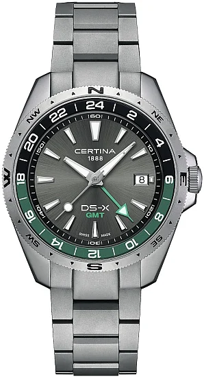 Certina DS-X GMT Anthracite Dial Steel Bracelet C0474521108100