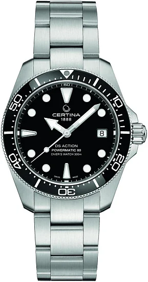 Certina DS Action Diver 38mm Powermatic 80 Ceramic Black Dial C0488071105100