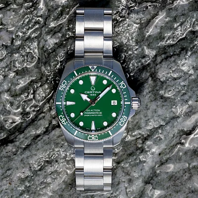 Certina DS Action Diver 38mm Powermatic 80 Ceramic Green Dial C048.807.11.091.00
