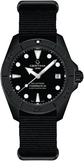 Certina DS Action Diver 38mm Powermatic 80 Full Black Ceramic C0488073805100