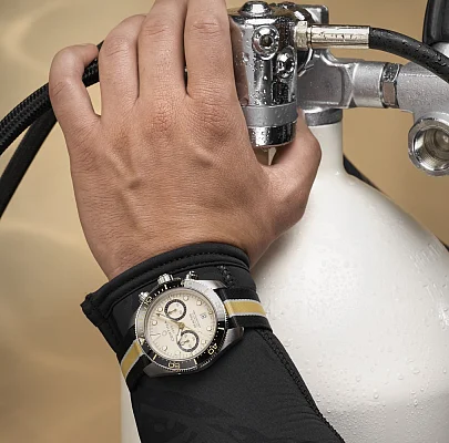 Certina DS Action Diver Bi-Compax Chrono Automatic A05 Beige Dial NATO Strap C032.827.18.271.00