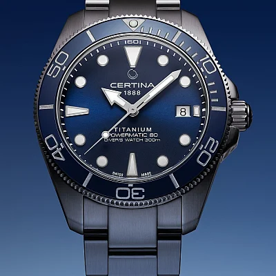 Certina DS Action Diver 40,5mm Powermatic 80 Ceramic Blue Dial Titanium C048.407.44.041.00