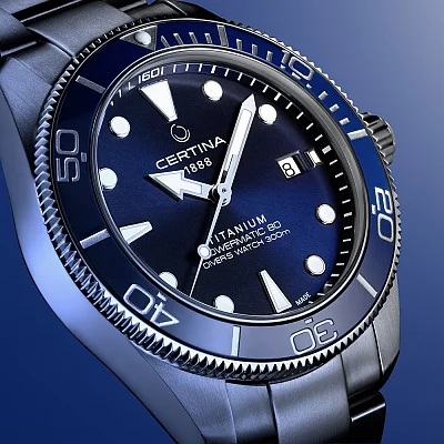 Certina DS Action Diver 40,5mm Powermatic 80 Ceramic Blue Dial Titanium C048.407.44.041.00